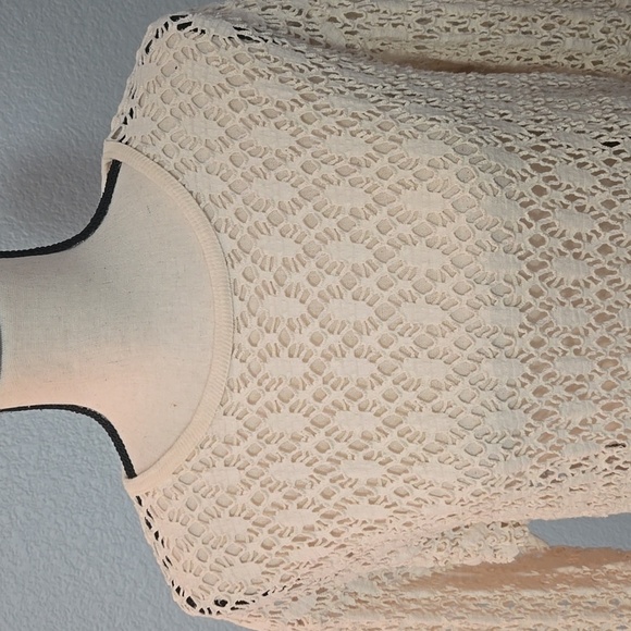 Vintage PACIFIC CONNECTIONS knit crochet sweater 90S Y2K One Size M/L Cream - Picture 2 of 16